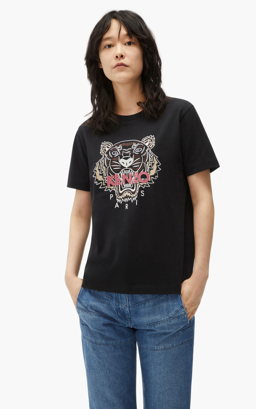 Kenzo Loose fitting Tiger Majice Ženske - Crne - Hrvatska JRVYLO260